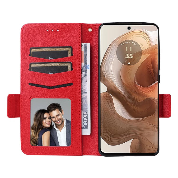 For Motorola Edge 50 Ultra 5G / Moto X50 Ultra 5G Case Wallet Stand Litchi Texture Leather Flip Phone Cover - Red