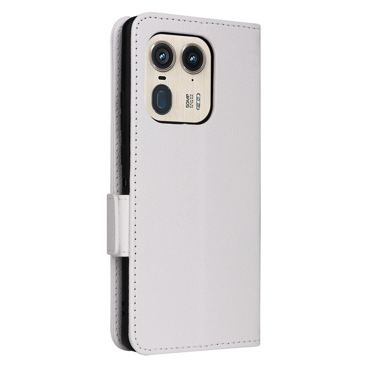 For Motorola Edge 50 Ultra 5G / Moto X50 Ultra 5G Case Wallet Stand Litchi Texture Leather Flip Phone Cover - White