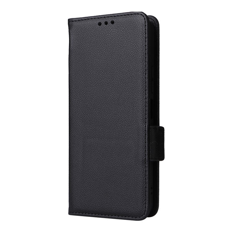 For Motorola Edge 50 Ultra 5G / Moto X50 Ultra 5G Case Wallet Stand Litchi Texture Leather Flip Phone Cover - Black