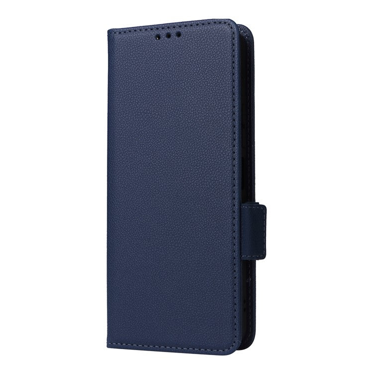 For Motorola Edge 50 Ultra 5G / Moto X50 Ultra 5G Case Wallet Stand Litchi Texture Leather Flip Phone Cover - Dark Blue