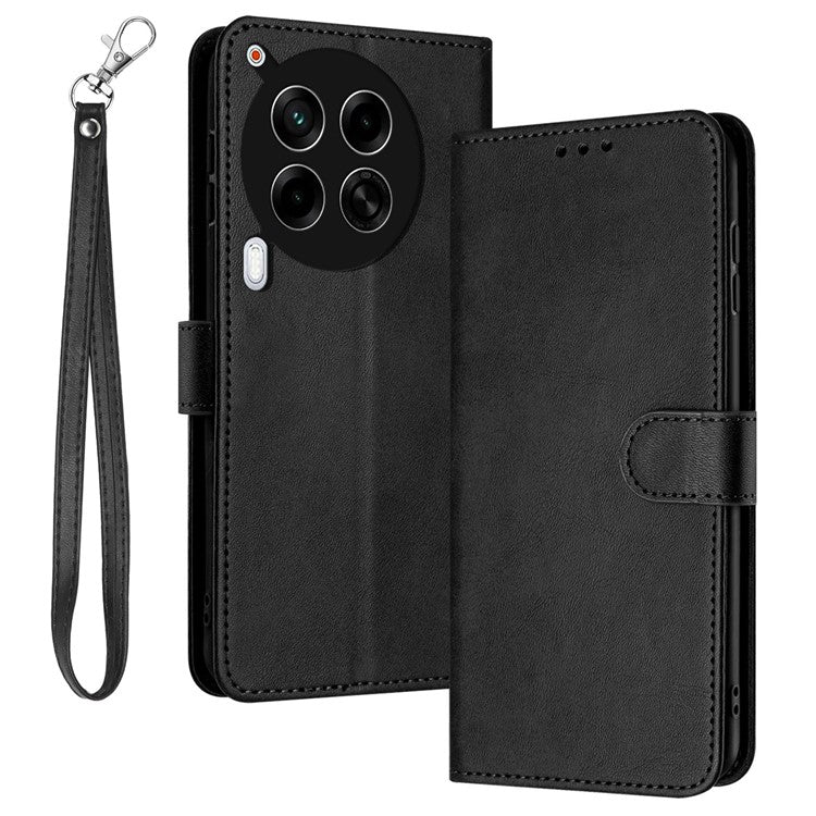 For TECNO Camon 30 4G / 5G Case Leather Stand Drop Protection Cell Phone Cover - Black