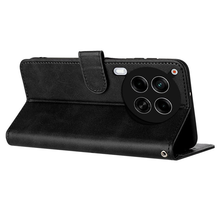 For TECNO Camon 30 4G / 5G Case Leather Stand Drop Protection Cell Phone Cover - Black