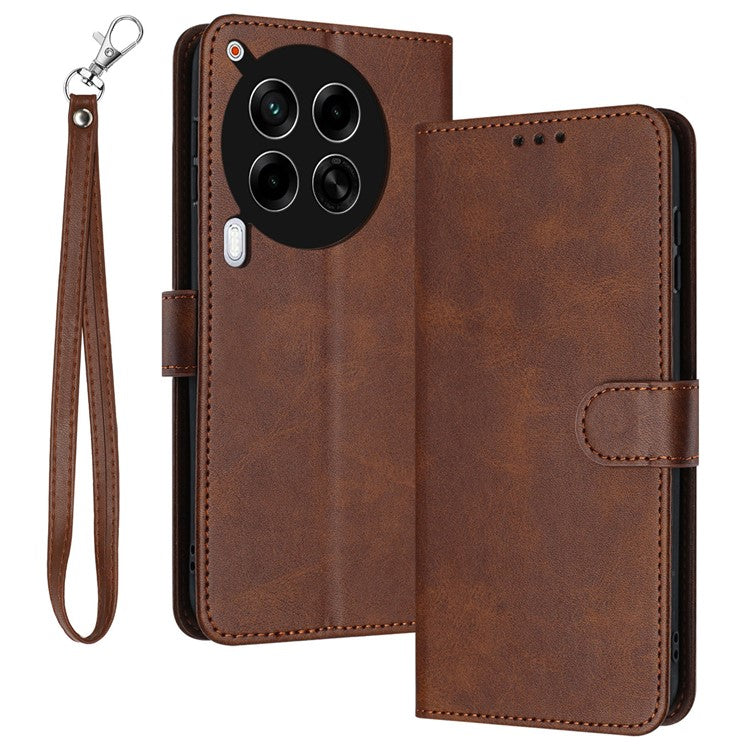 For TECNO Camon 30 4G / 5G Case Leather Stand Drop Protection Cell Phone Cover - Brown