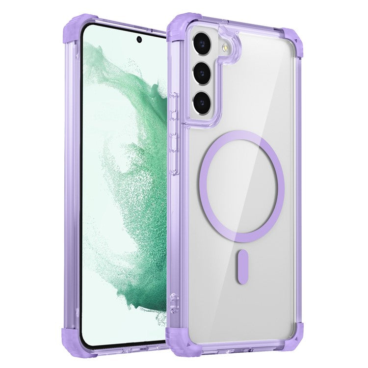 For Samsung Galaxy S22+ 5G Clear Phone Case Compatible with MagSafe TPU+PC Cover - Transparent Purple