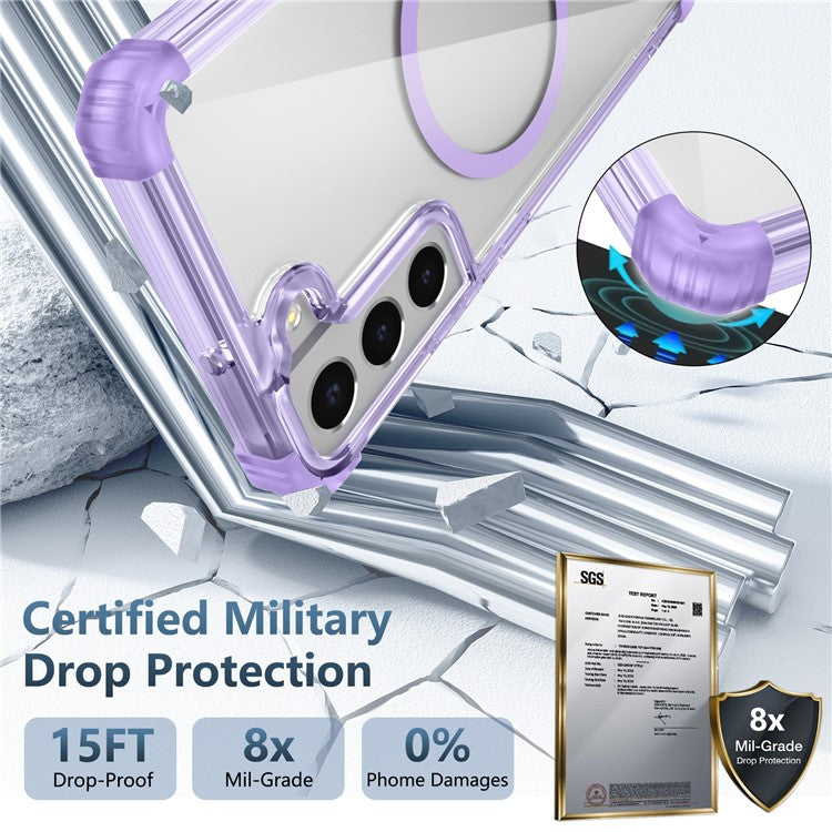 For Samsung Galaxy S22+ 5G Clear Phone Case Compatible with MagSafe TPU+PC Cover - Transparent Purple