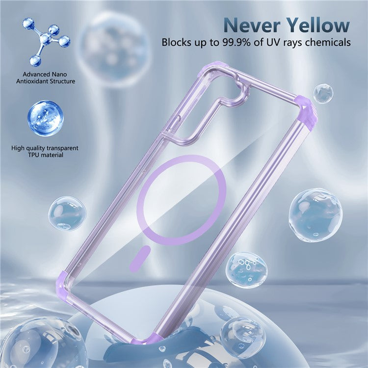 For Samsung Galaxy S22+ 5G Clear Phone Case Compatible with MagSafe TPU+PC Cover - Transparent Purple