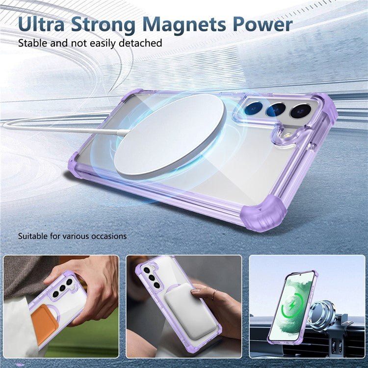 For Samsung Galaxy S22+ 5G Clear Phone Case Compatible with MagSafe TPU+PC Cover - Transparent Purple