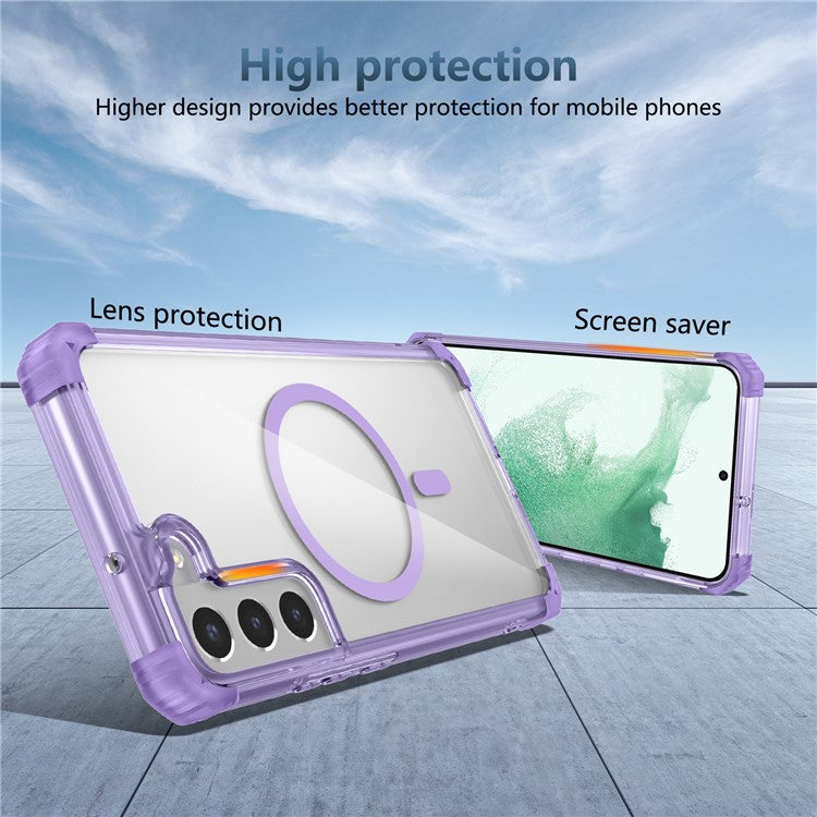 For Samsung Galaxy S22+ 5G Clear Phone Case Compatible with MagSafe TPU+PC Cover - Transparent Purple