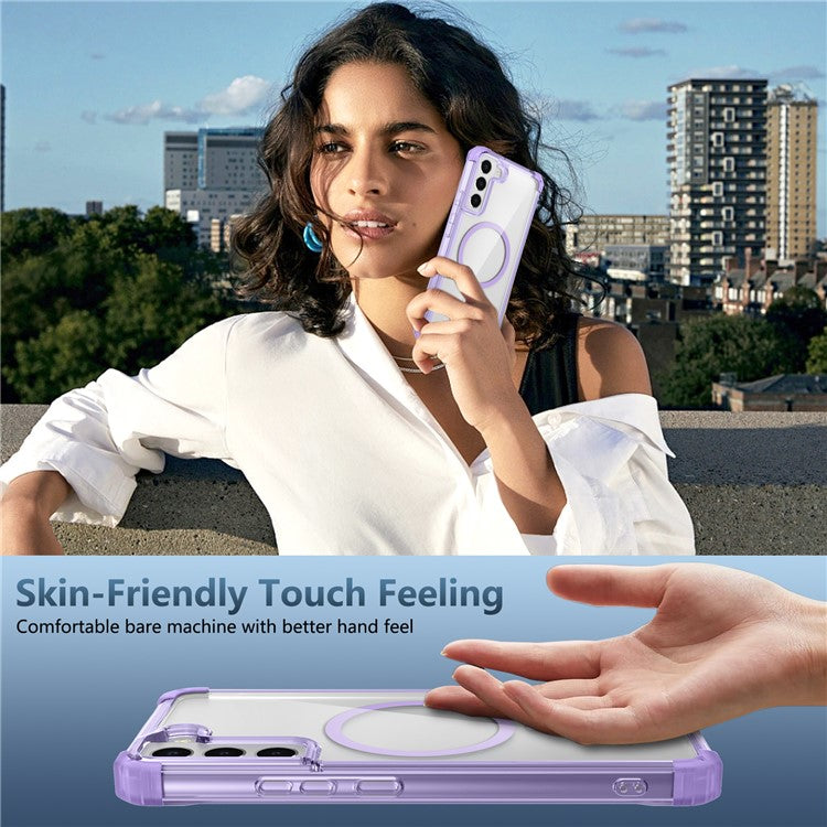 For Samsung Galaxy S22+ 5G Clear Phone Case Compatible with MagSafe TPU+PC Cover - Transparent Purple