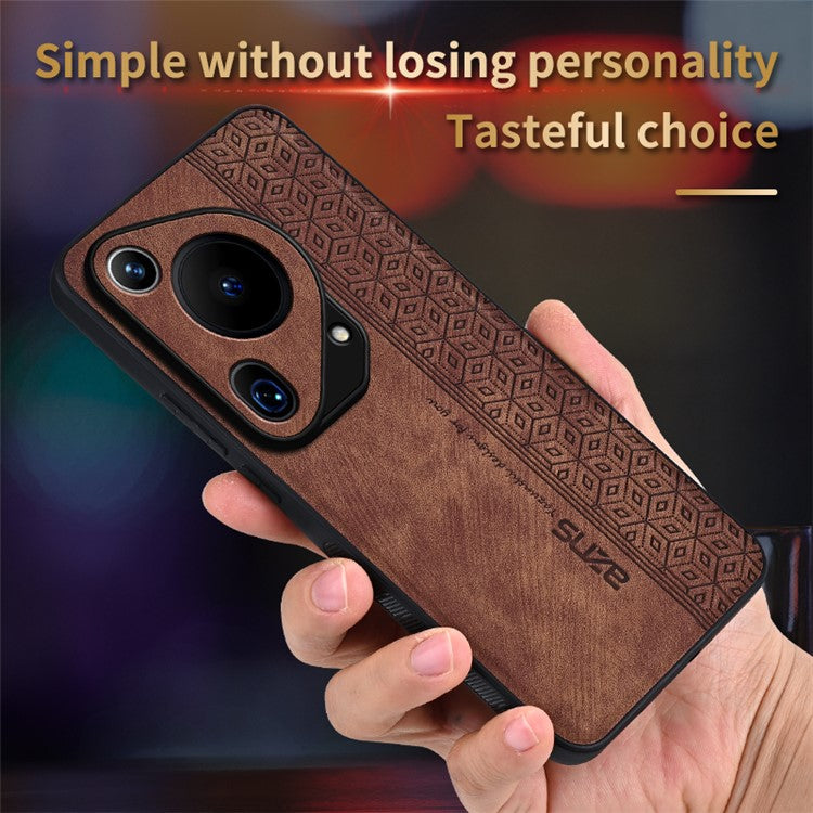 AZNS For Huawei Pura 70 Ultra Case PU Leather+TPU Imprinted Pattern Anti-slip Grip Phone Cover - Purple