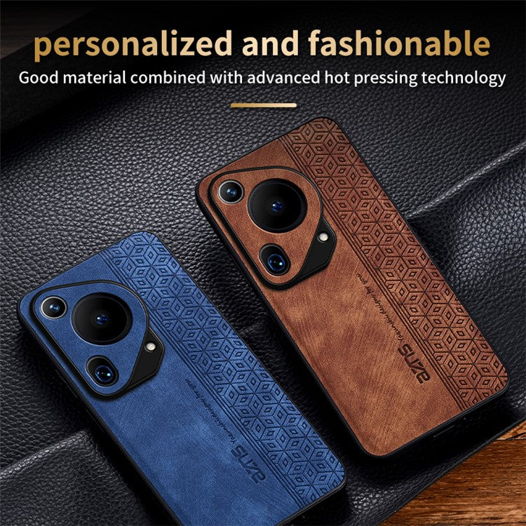 AZNS For Huawei Pura 70 Ultra Case PU Leather+TPU Imprinted Pattern Anti-slip Grip Phone Cover - Blue