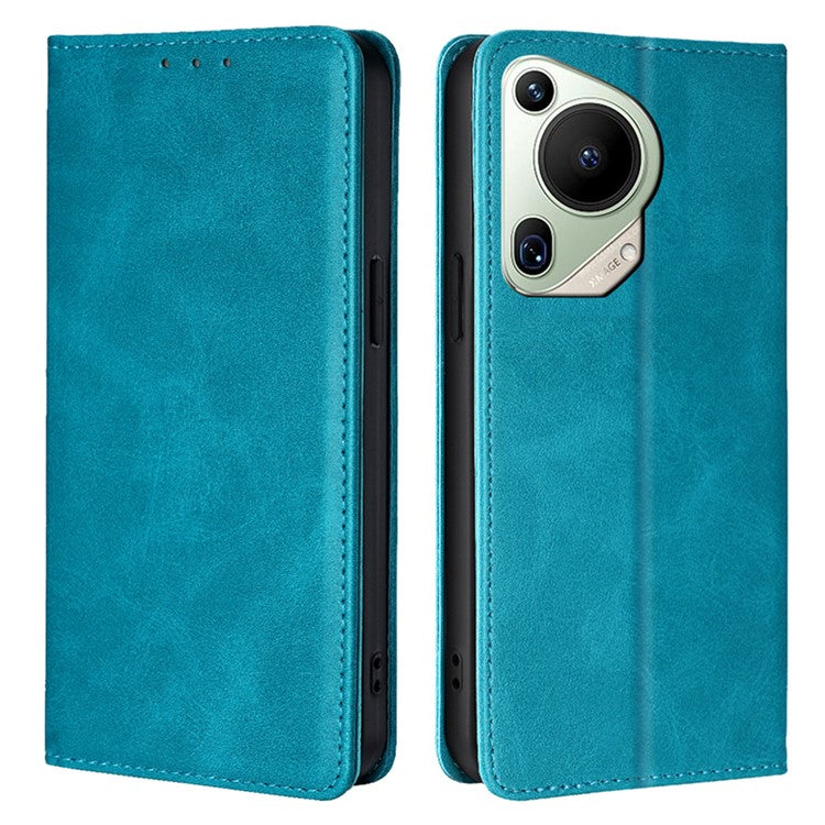 For Huawei Pura 70 Ultra Case PU Leather Calf Texture Strong Magnetic Suction Phone Cover - Baby Blue
