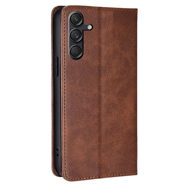 For Samsung Galaxy M55 5G / C55 5G / F55 5G Case Magnetic Closing PU Leather Wallet Stand Phone Cover - Brown