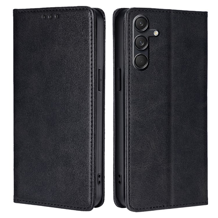For Samsung Galaxy M55 5G / C55 5G / F55 5G Case Magnetic Closing PU Leather Wallet Stand Phone Cover - Black