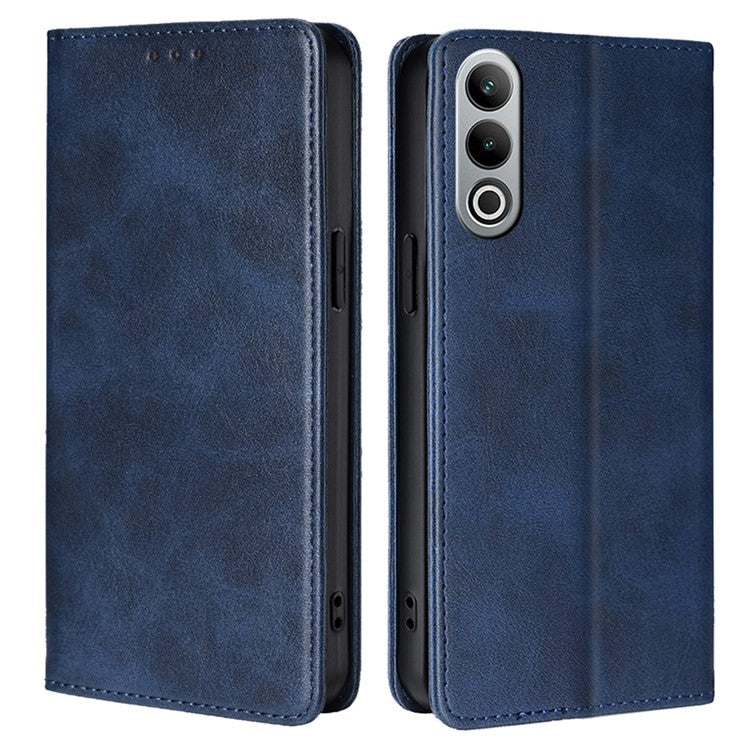 For OnePlus Nord CE4 5G Case Card Holder Calf Texture Drop Proof Stand Phone Cover - Sapphire