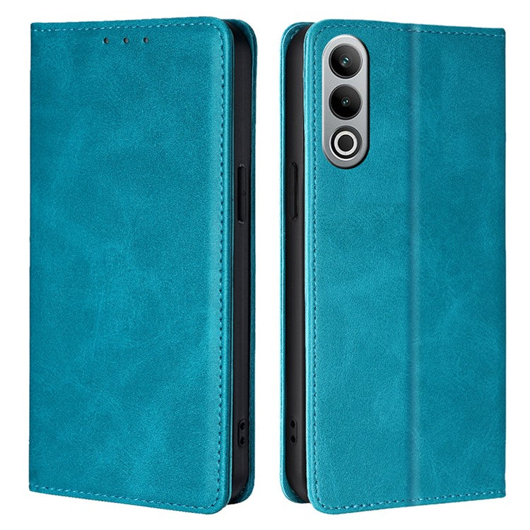 For OnePlus Nord CE4 5G Case Card Holder Calf Texture Drop Proof Stand Phone Cover - Baby Blue