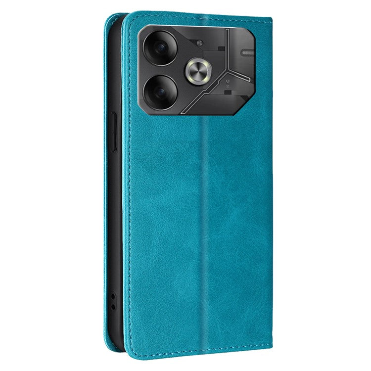 For TECNO Pova 6 5G Case Calf Texture Shockproof Phone Cover with Card Holder - Baby Blue