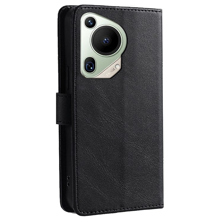 For Huawei Pura 70 Ultra Case Drop Resistant Calf Texture Leather Phone Cover - Black