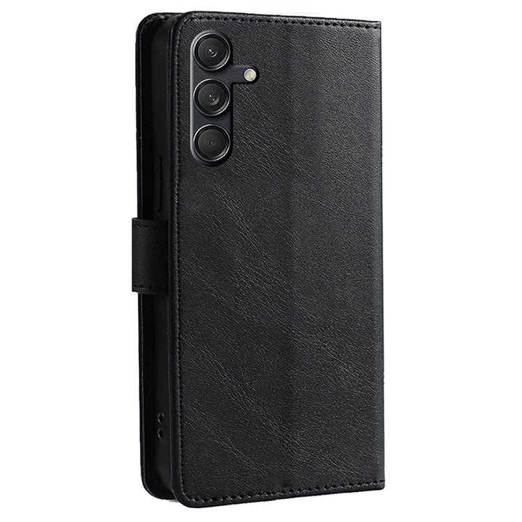 For Samsung Galaxy M55 5G / C55 5G / F55 5G Case Calf Texture Leather Wallet Stand Phone Cover - Black