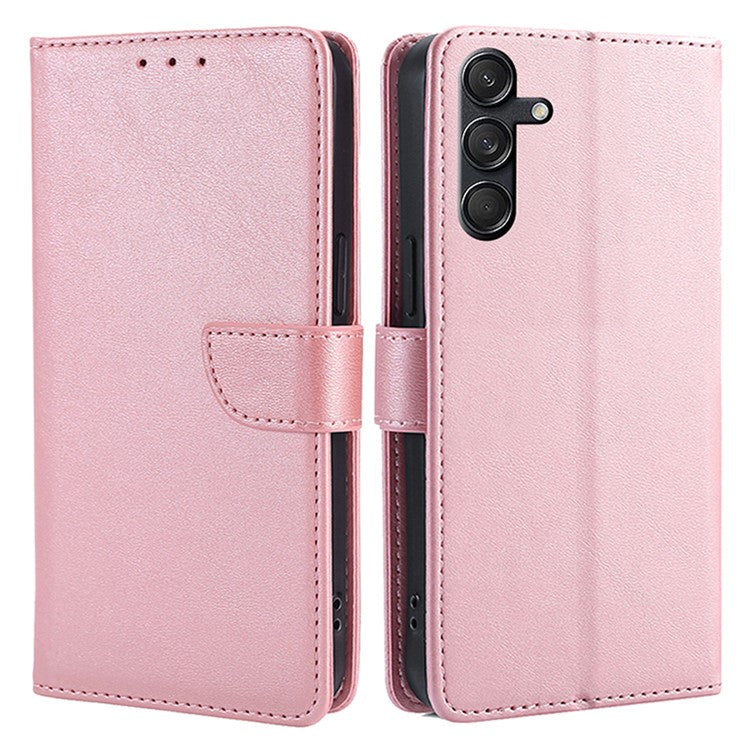 For Samsung Galaxy M55 5G / C55 5G / F55 5G Case Calf Texture Leather Wallet Stand Phone Cover - Rose Gold
