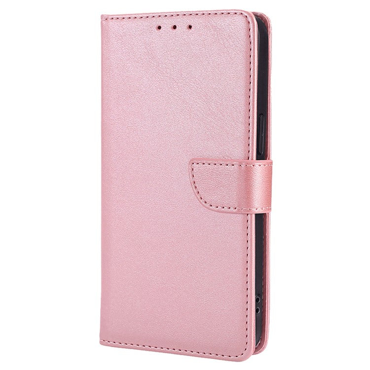 For Samsung Galaxy M55 5G / C55 5G / F55 5G Case Calf Texture Leather Wallet Stand Phone Cover - Rose Gold