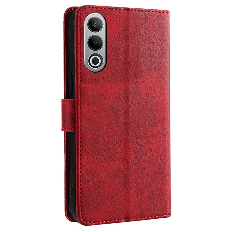 For OnePlus Nord CE4 5G Case PU Leather+TPU Phone Proctive Cover Calf Texture Wallet - Red