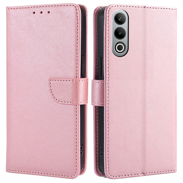 For OnePlus Nord CE4 5G Case PU Leather+TPU Phone Proctive Cover Calf Texture Wallet - Rose Gold