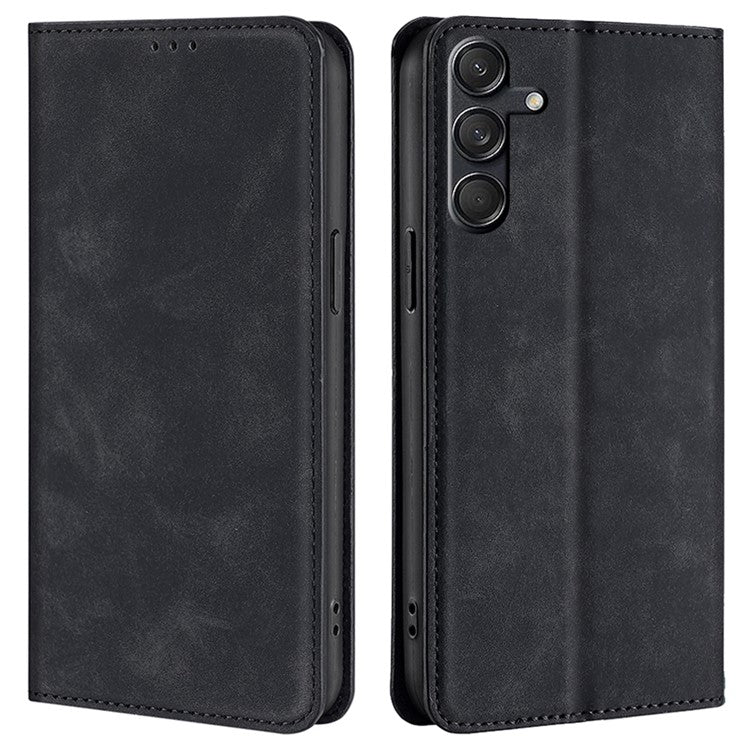 For Samsung Galaxy M55 5G / C55 5G / F55 5G Card Slot Phone Case Skin-Touch Feeling PU Leather Cover - Black