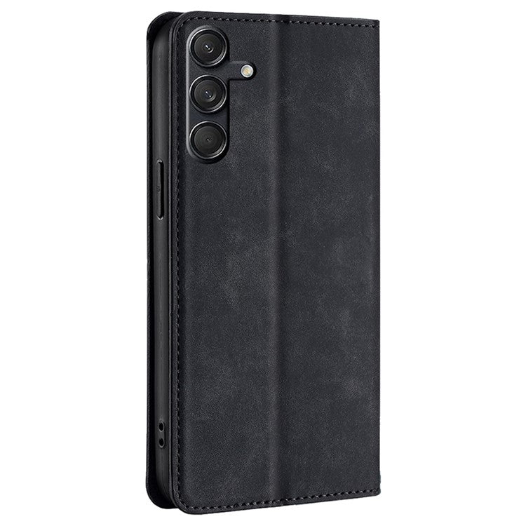 For Samsung Galaxy M55 5G / C55 5G / F55 5G Card Slot Phone Case Skin-Touch Feeling PU Leather Cover - Black