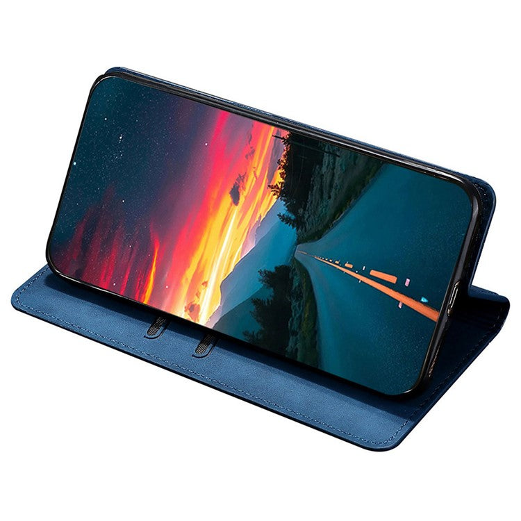 For Samsung Galaxy M55 5G / C55 5G / F55 5G Card Slot Phone Case Skin-Touch Feeling PU Leather Cover - Blue