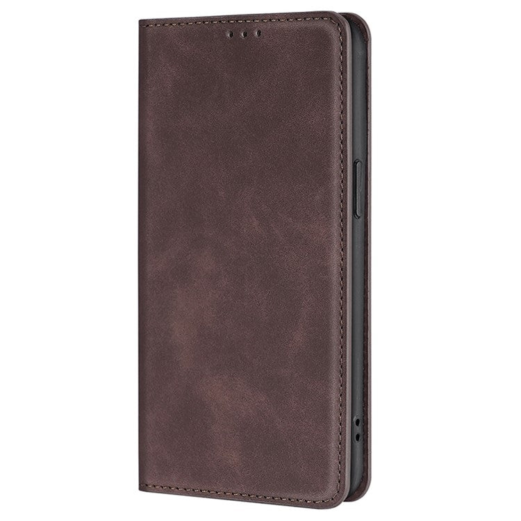 For Samsung Galaxy M55 5G / C55 5G / F55 5G Card Slot Phone Case Skin-Touch Feeling PU Leather Cover - Dark Brown