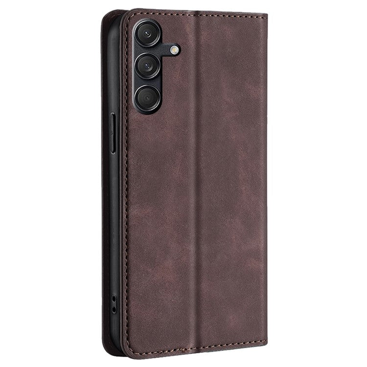 For Samsung Galaxy M55 5G / C55 5G / F55 5G Card Slot Phone Case Skin-Touch Feeling PU Leather Cover - Dark Brown