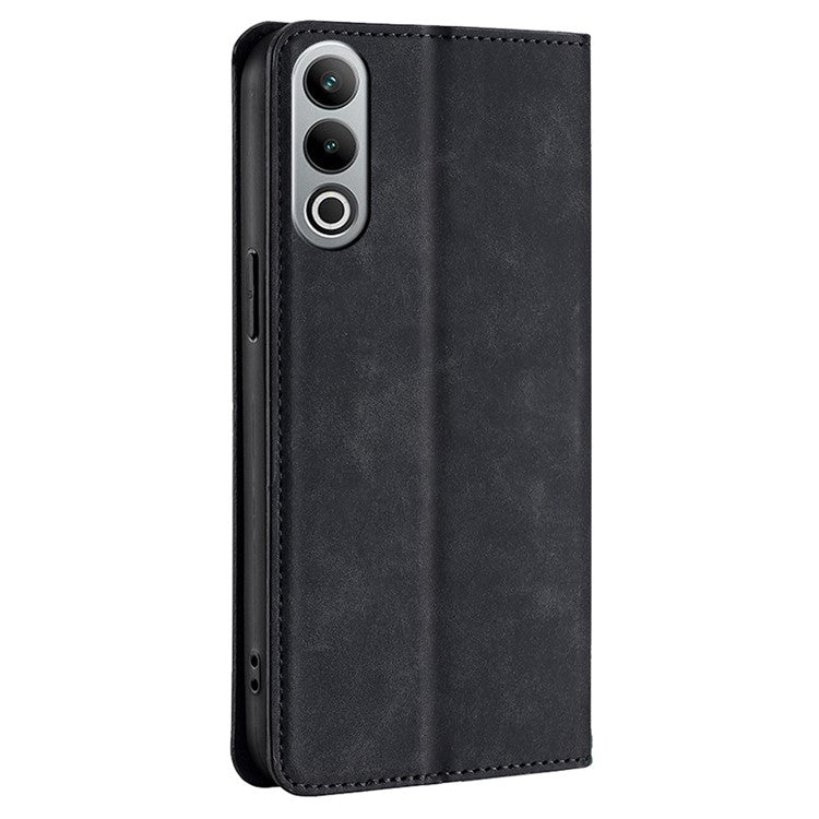 For OnePlus Nord CE4 5G Case with Card Holder PU Leather Hidden Magnetic Adsorption Cover - Black