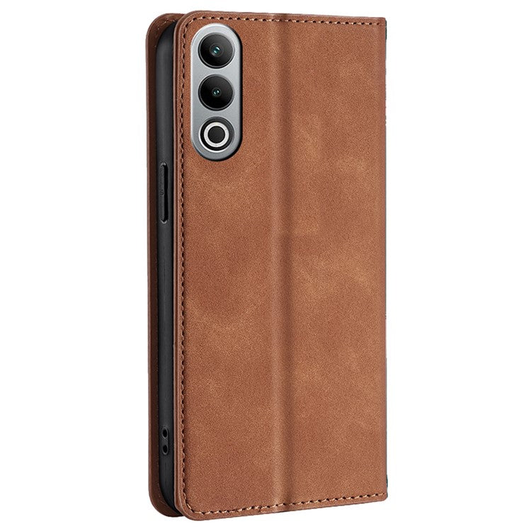 For OnePlus Nord CE4 5G Case with Card Holder PU Leather Hidden Magnetic Adsorption Cover - Light Brown