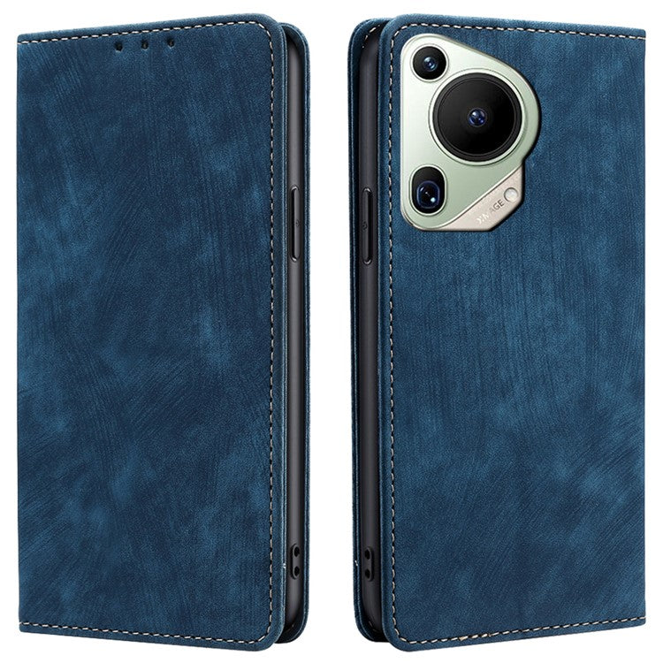 For Huawei Pura 70 Ultra Case PU Leather Magnetic Flip Folio Phone Cover RFID Blocking - Blue
