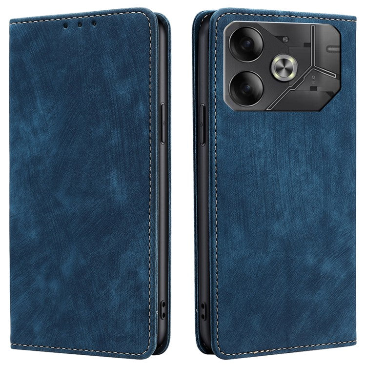 For TECNO Pova 6 5G Case RFID Blocking PU Leather Flip Stand Phone Cover - Blue