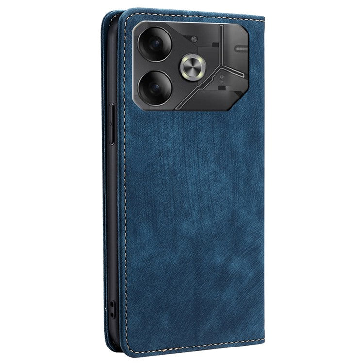 For TECNO Pova 6 5G Case RFID Blocking PU Leather Flip Stand Phone Cover - Blue