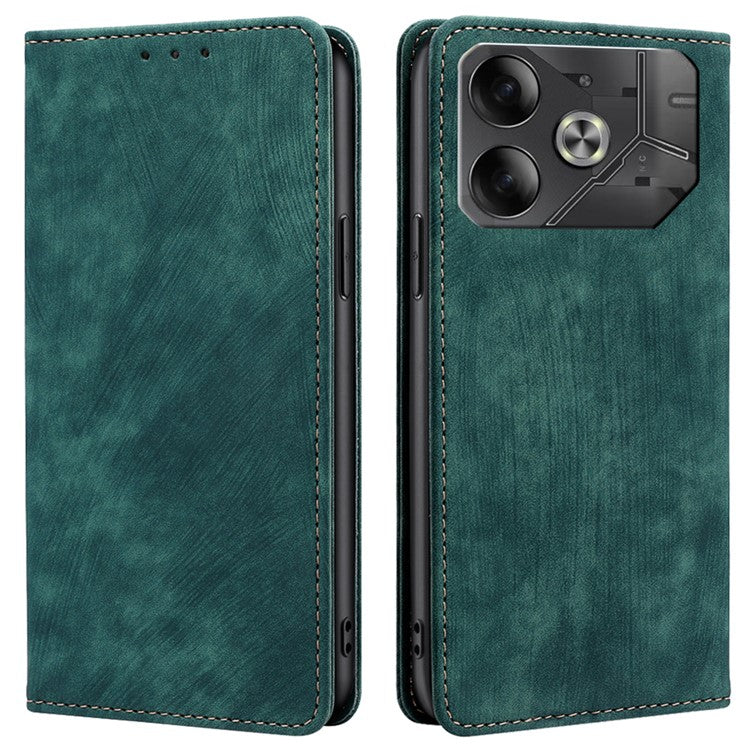 For TECNO Pova 6 5G Case RFID Blocking PU Leather Flip Stand Phone Cover - Green