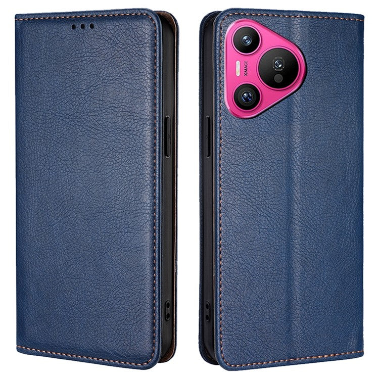 For Huawei Pura 70 Magnetic Case Solid Color Wallet Shell Mobile Phone Accessories Wholesale - Blue