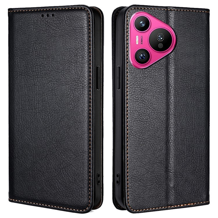 For Huawei Pura 70 Magnetic Case Solid Color Wallet Shell Mobile Phone Accessories Wholesale - Black