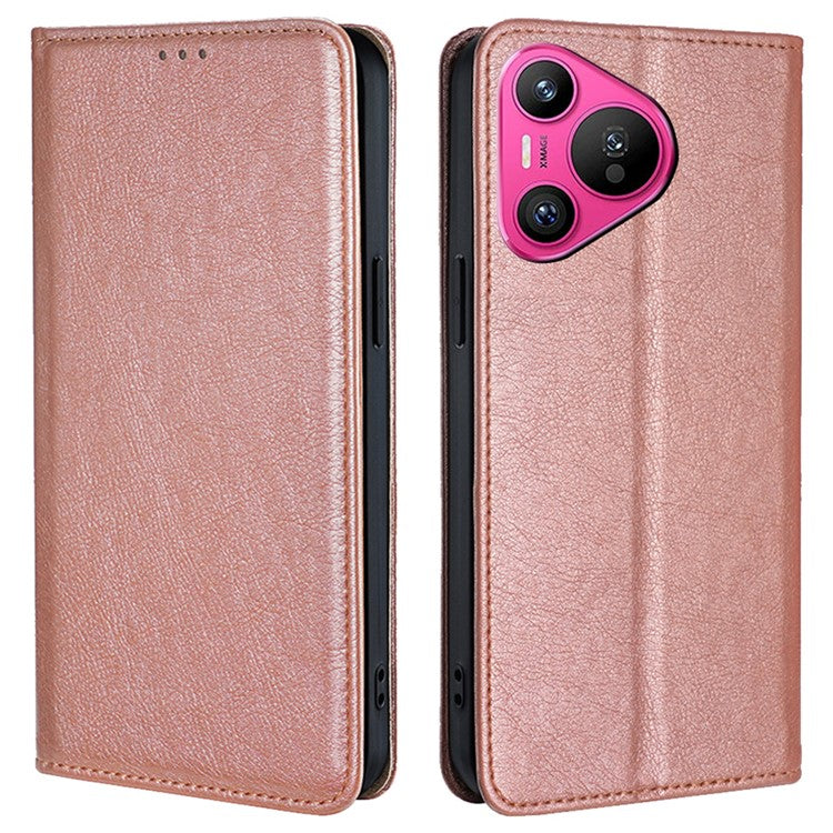 For Huawei Pura 70 Magnetic Case Solid Color Wallet Shell Mobile Phone Accessories Wholesale - Rose Gold