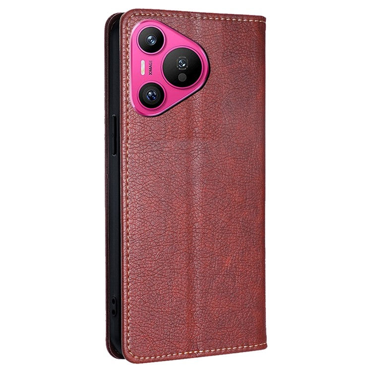 For Huawei Pura 70 Magnetic Case Solid Color Wallet Shell Mobile Phone Accessories Wholesale - Brown