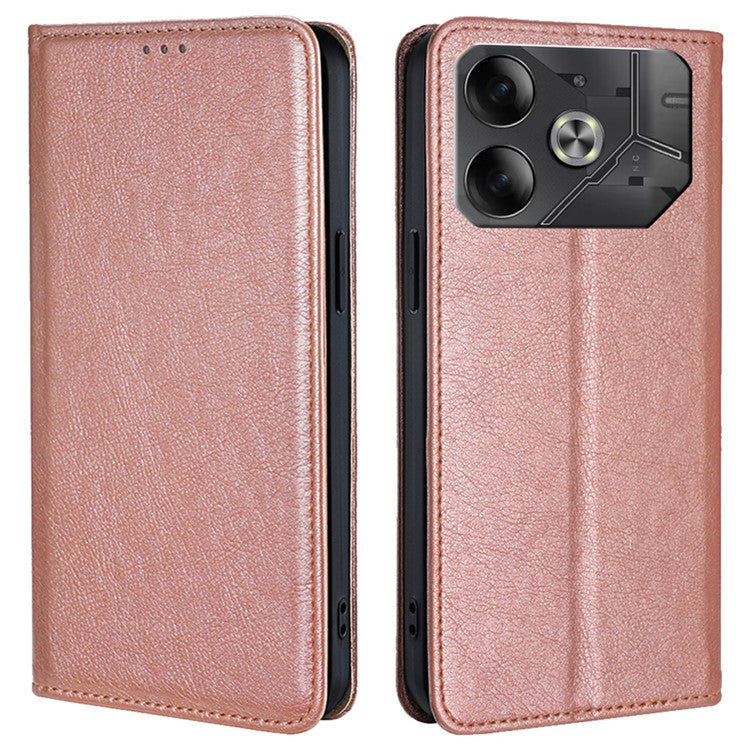 For TECNO Pova 6 5G Case Strong Magnetic Flip Wallet Stand Smart Phone Cover - Rose Gold