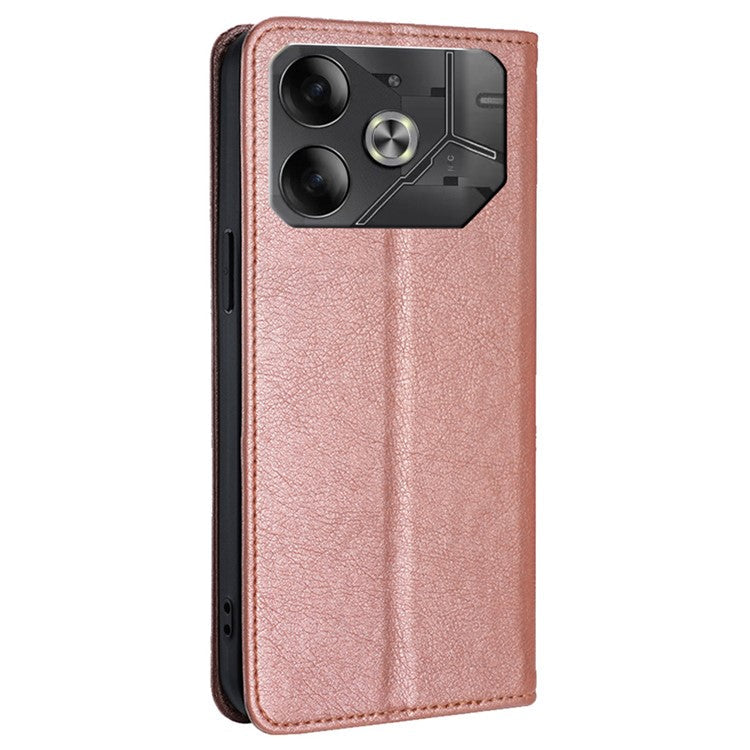 For TECNO Pova 6 5G Case Strong Magnetic Flip Wallet Stand Smart Phone Cover - Rose Gold