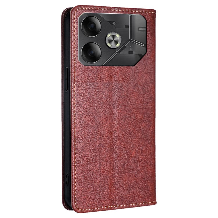 For TECNO Pova 6 5G Case Strong Magnetic Flip Wallet Stand Smart Phone Cover - Brown