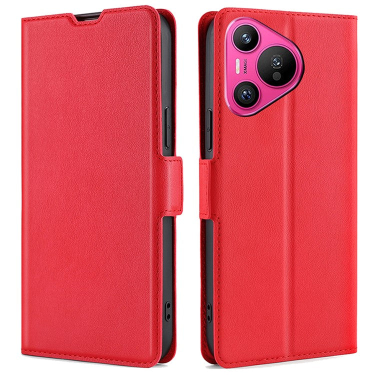 For Huawei Pura 70 Case with Card Slots Leather Phone Cover Wholesale - Red