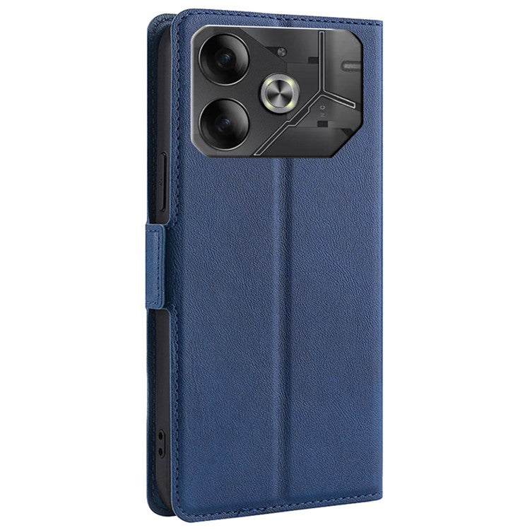 For TECNO Pova 6 5G Leather Case Card Slots Phone Cover Side Magnetic Clasp - Blue