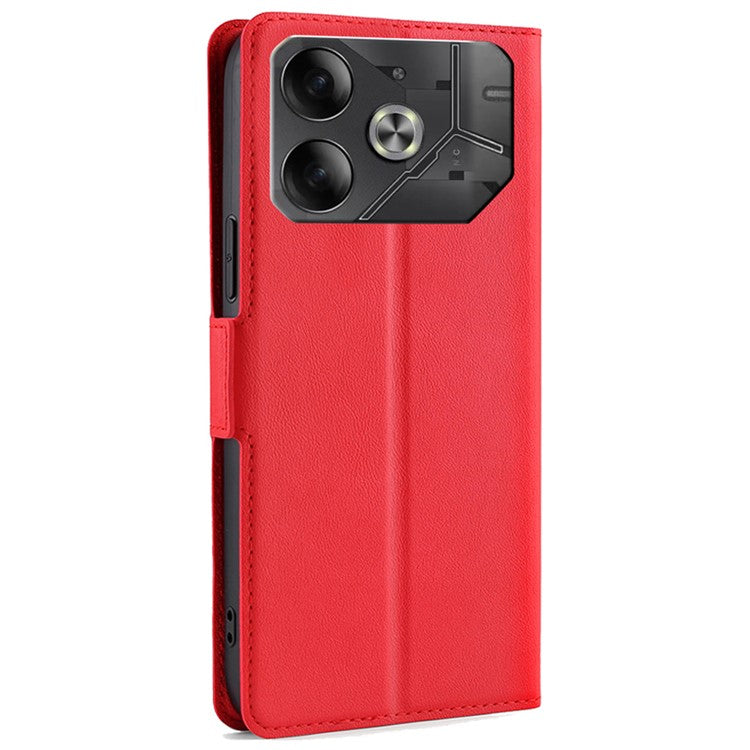 For TECNO Pova 6 5G Leather Case Card Slots Phone Cover Side Magnetic Clasp - Red