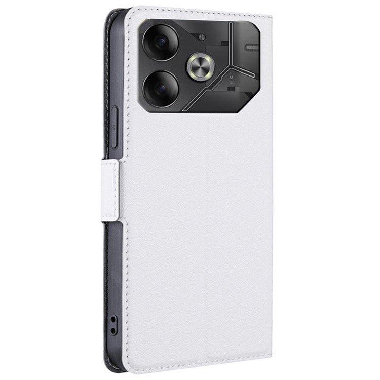 For TECNO Pova 6 5G Leather Case Card Slots Phone Cover Side Magnetic Clasp - White