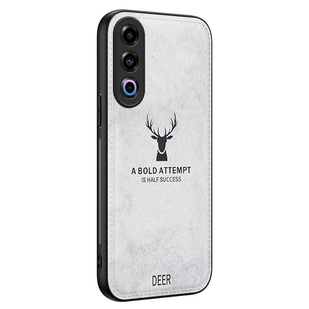 For Oppo K12 Shockproof Case Deer Pattern Leather+PC+TPU Protective Back Cover - Grey